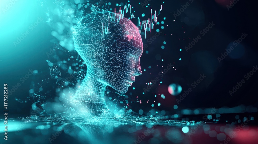 Poster artificial intelligence innovation digital space 3d visualization futuristic environment side view c