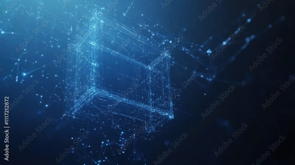Poster dynamic 3d digital visualization virtual space graphic design high-tech environment abstract perspec