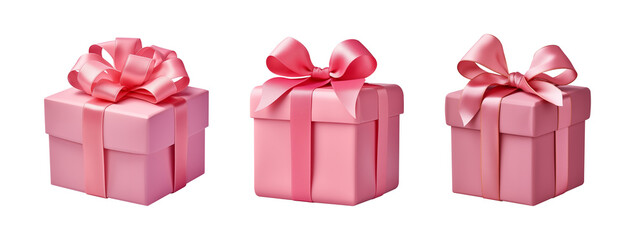 Set of Pink Gift Boxes with Bows