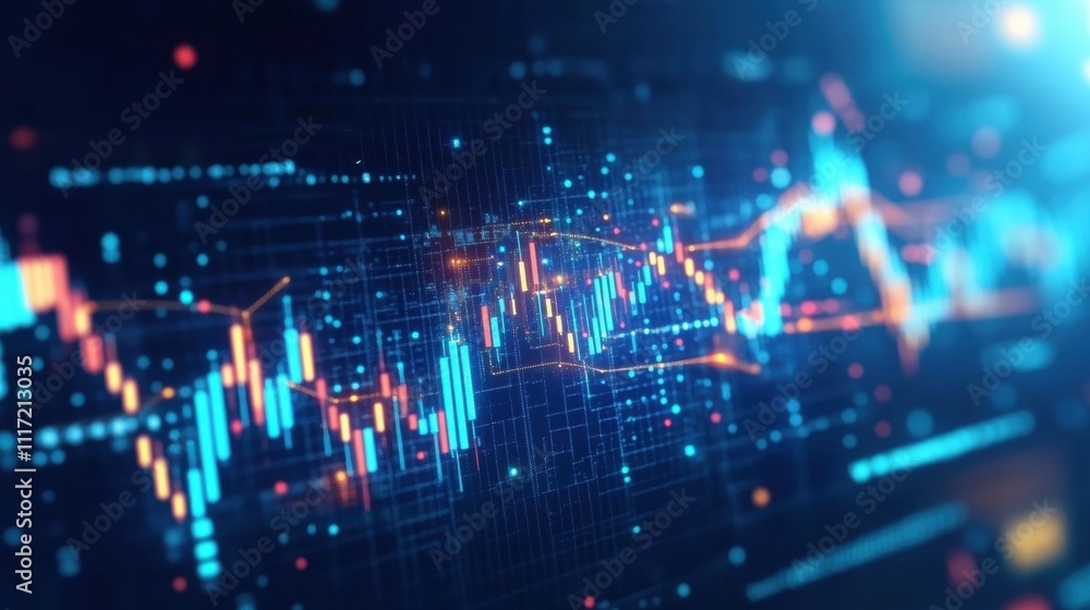Poster data visualization of financial trends digital workspace infographic modern tech environment analyti