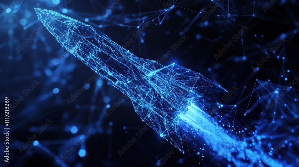 Poster rocket launch visualization digital realm 3d animation technology futuristic concept space explorati