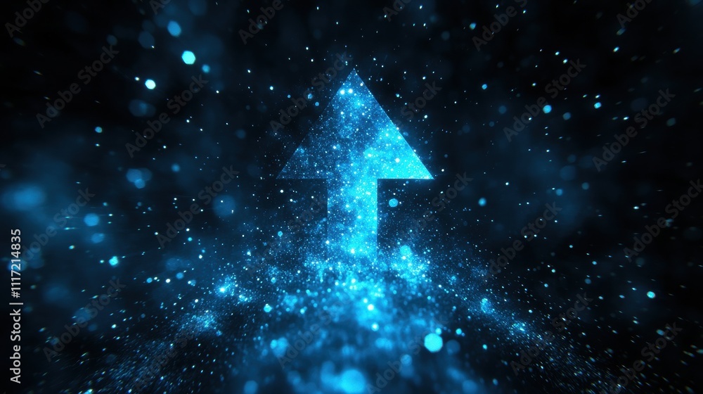 Poster dynamic blue energy arrow animation digital space motion graphics virtual environment abstract conce