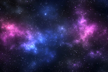 Vibrant nebula in deep space with pink and blue cosmic clouds and stars.