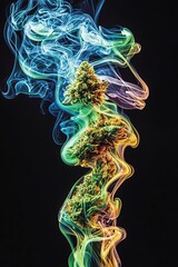 Cascading cannabis smoke art studio photography colorful close-up abstract expression
