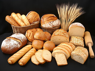 assortment of baked bread