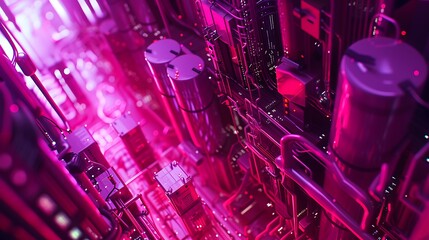 Dynamic Fusion of Neon Cityscapes and Futuristic Tech Art Imagery