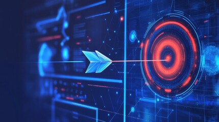 Digital arrow targeting technology futuristic environment graphic design virtual reality perspective innovation concept