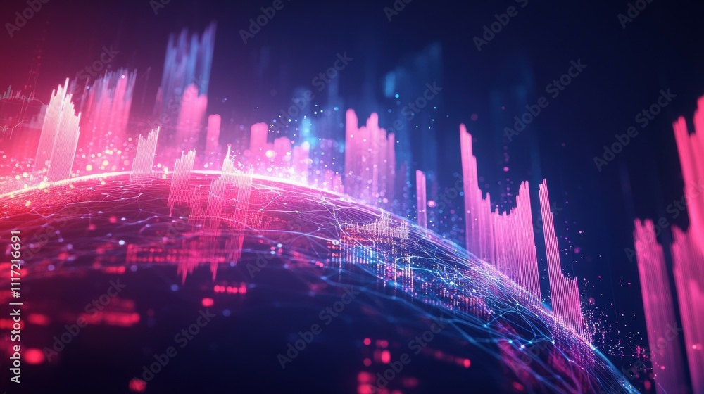 Poster digital pulse data visualization global overview technology futuristic environment abstract concept 