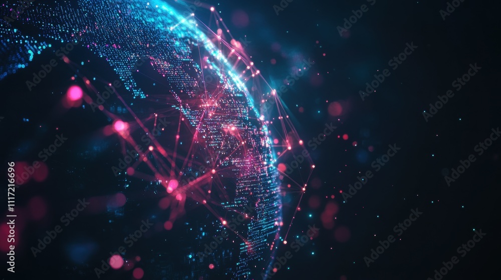 Aufkleber digital network visualization global perspective technology concept dark environment abstract art st