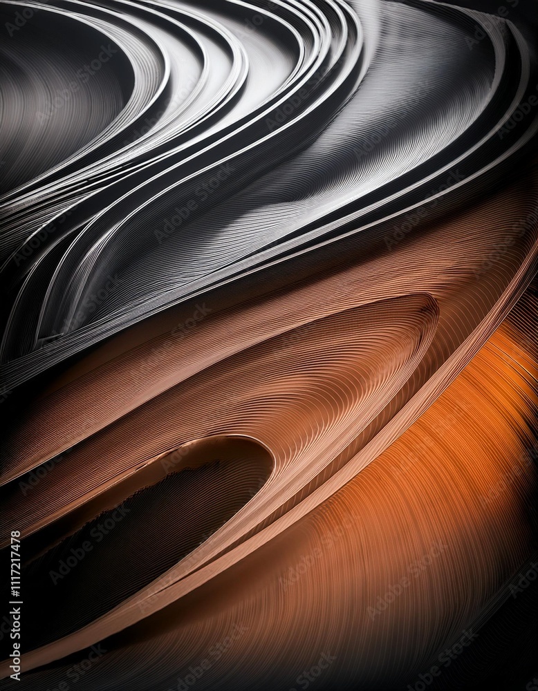 Poster abstract artwork with a dynamic, swirling pattern and a central vortex