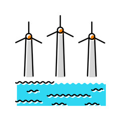 offshore wind turbine color icon vector. offshore wind turbine sign. isolated symbol illustration