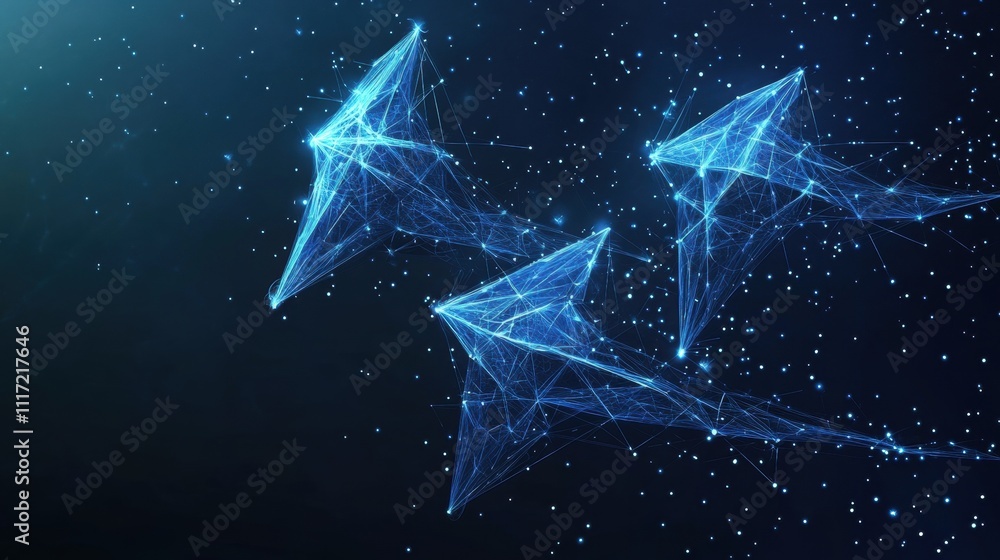 Poster dynamic 3d geometric shapes digital space visual art futuristic environment abstract viewpoint techn