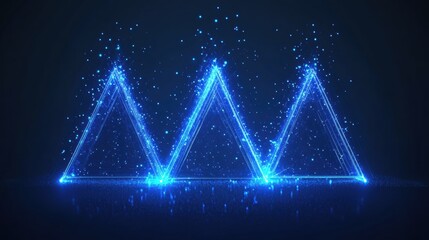 Dynamic blue light triangles abstract background digital art modern design close-up creative energy visualization