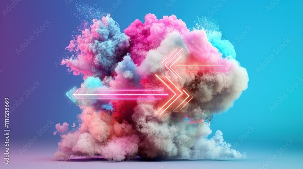 Poster dynamic colorful smoke explosion creative studio digital art abstract environment close-up view moti