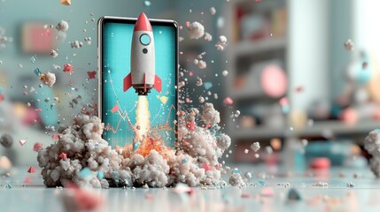 Innovative technology launch digital workspace graphic design modern environment unique concept for creative growth