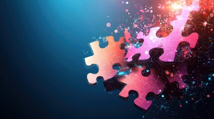 Colorful puzzle pieces coming together abstract art digital creation vibrant environment creative concept for innovation