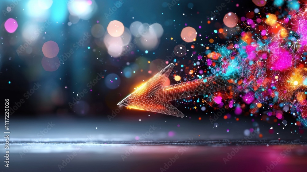 Poster dynamic arrow motion digital space abstract art colorful environment close-up view visual concept fo
