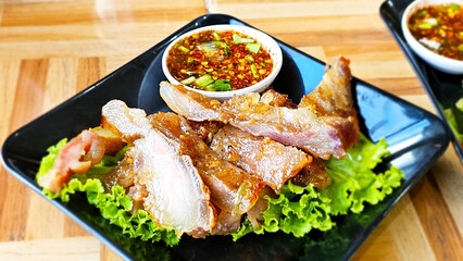 Thai Grilled Pork Neck with Spicy Dipping Sauce
