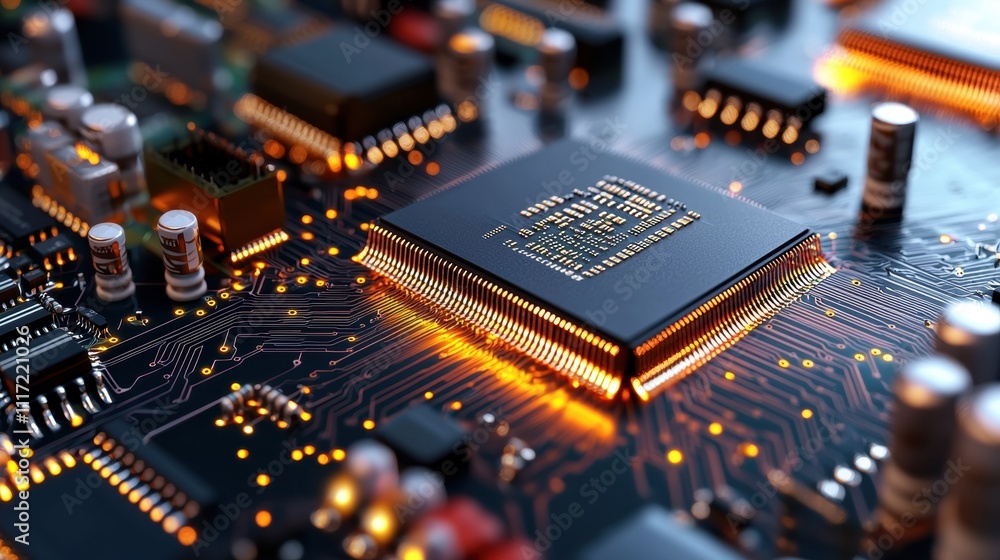 Aufkleber innovative circuit board technology showcase tech lab digital close-up high-tech environment detaile