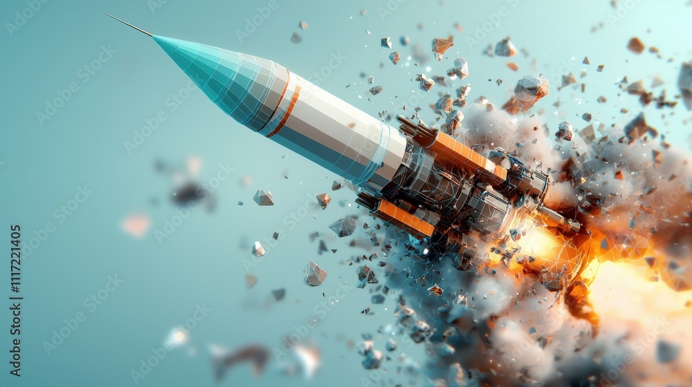 Poster dynamic rocket launch action outer space digital art engineering marvels aerial viewpoint captivatin