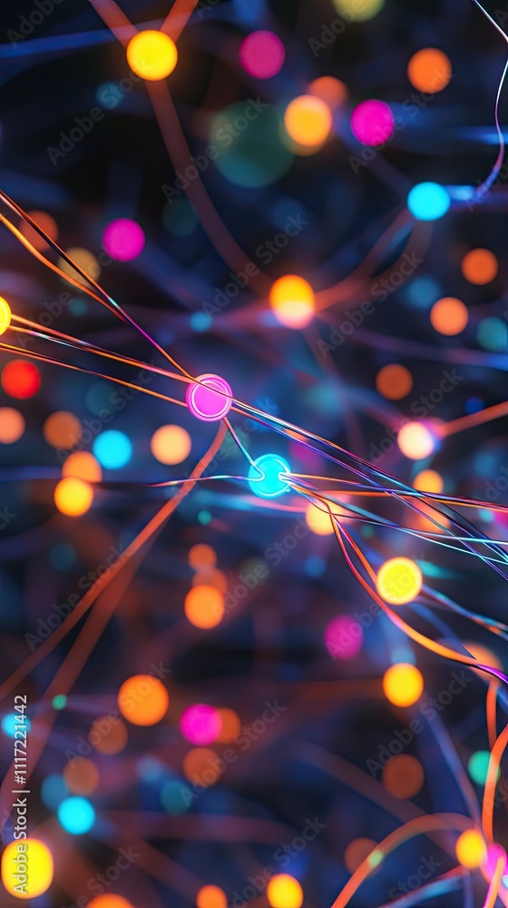 Poster abstract colorful lights network pattern design