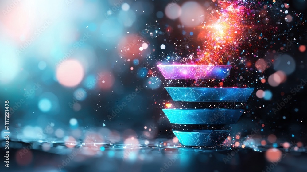Poster dynamic light explosion abstract digital art virtual environment colorful energy modern design capti