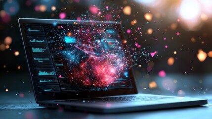 Innovative data visualization techniques digital workspace infographic modern technology close-up view creativity in science