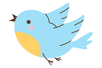 Blue and yellow bird, Vector illustration, flat style