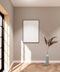 ISO A0 paper size painting Frame,  Warn living room, interior design, 3D rendering 