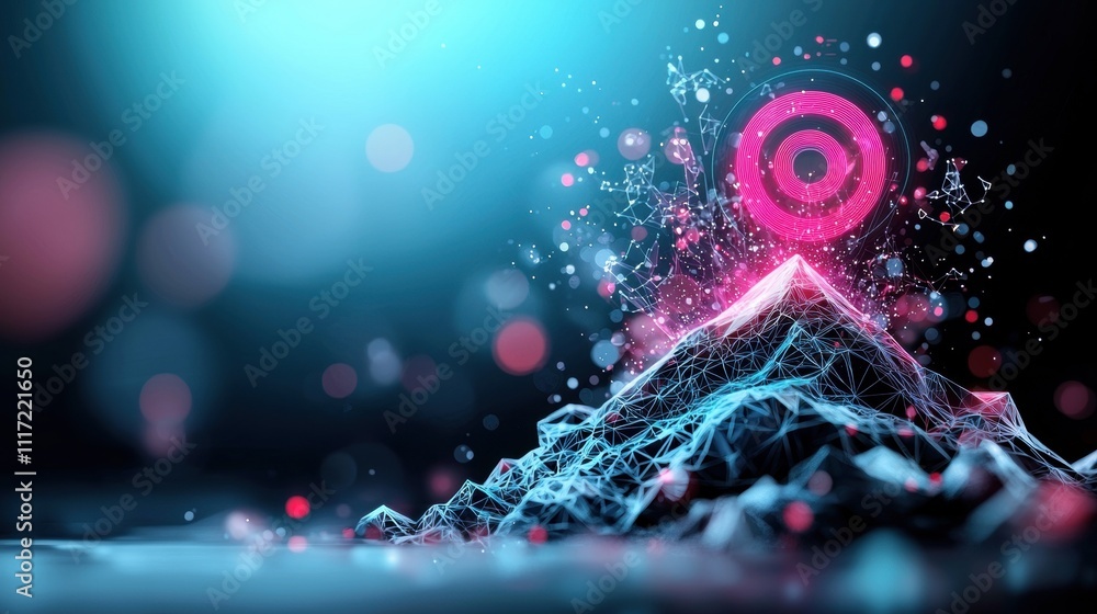 Poster dynamic digital mountain visualization abstract environment high-tech graphics futuristic viewpoint 