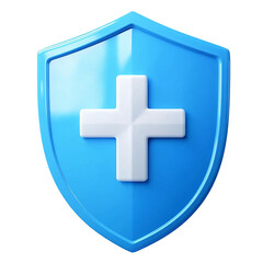 Obraz premium shield first aid cross 3d render icon isolated on white and transparent background.