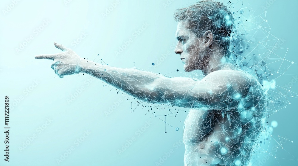 Aufkleber digital human representation virtual space concept art futuristic environment side view abstract tec