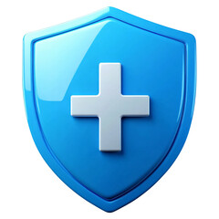 Fototapeta premium shield first aid cross 3d render icon isolated on white and transparent background.
