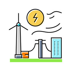 power integration wind turbine color icon vector. power integration wind turbine sign. isolated symbol illustration
