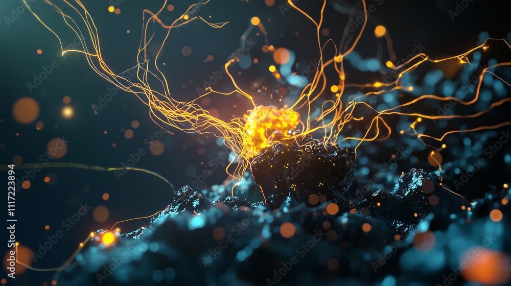 Poster artistic depiction of ai creating digital concepts in abstract form