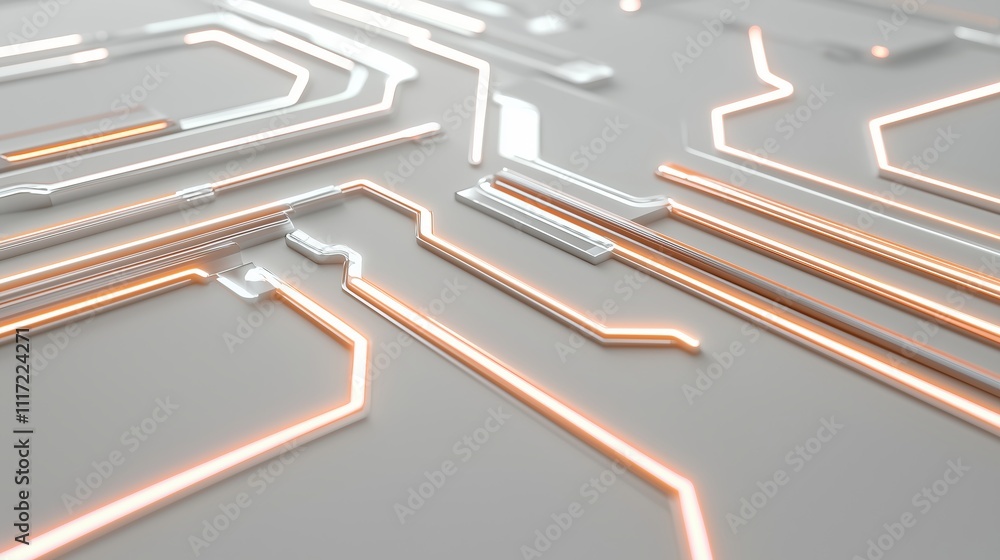 Poster minimalist representation of futuristic ai circuitry design elements