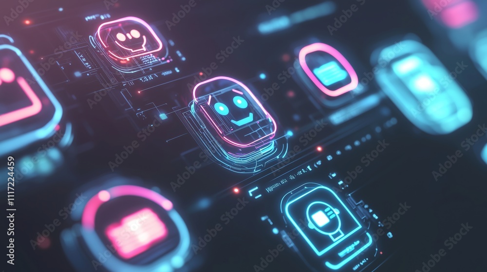Poster futuristic ai chatbot interface design with clean aesthetic elements