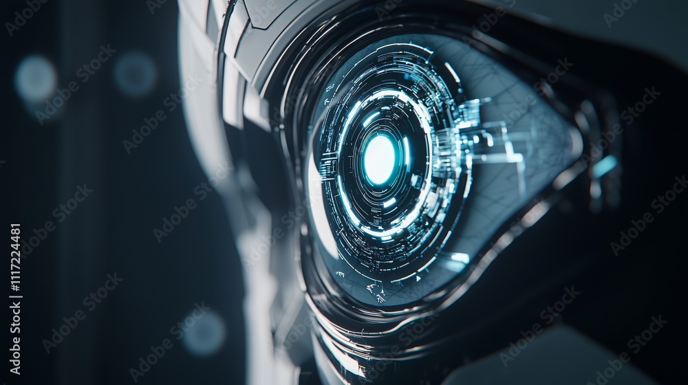 Aufkleber futuristic close-up depiction of an ai system with digital elements