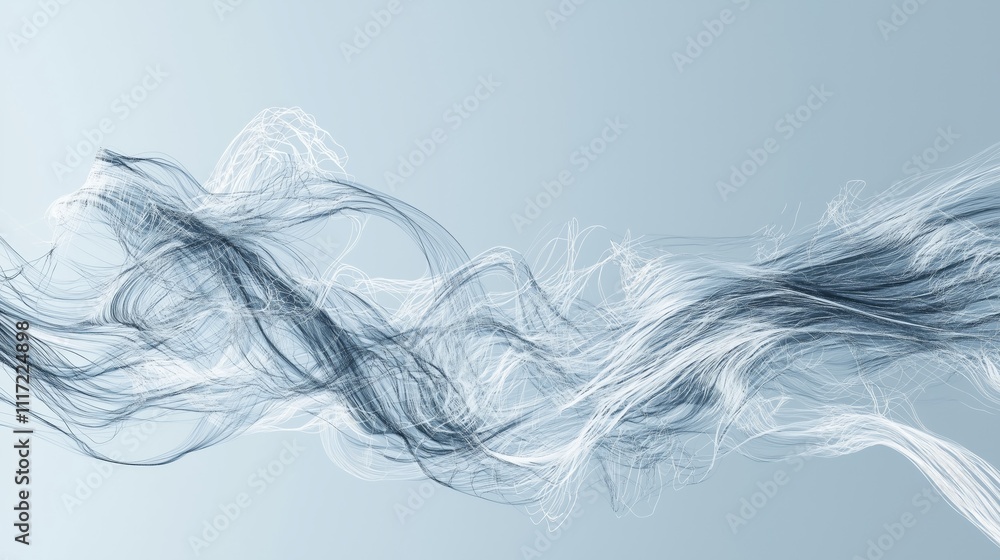 Poster abstract visualization of ai language processing with fluid lines