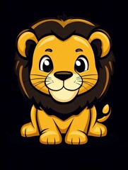Cute Lion Cartoon rcon Illustration. Isolated Animal Nature Icon Concept.