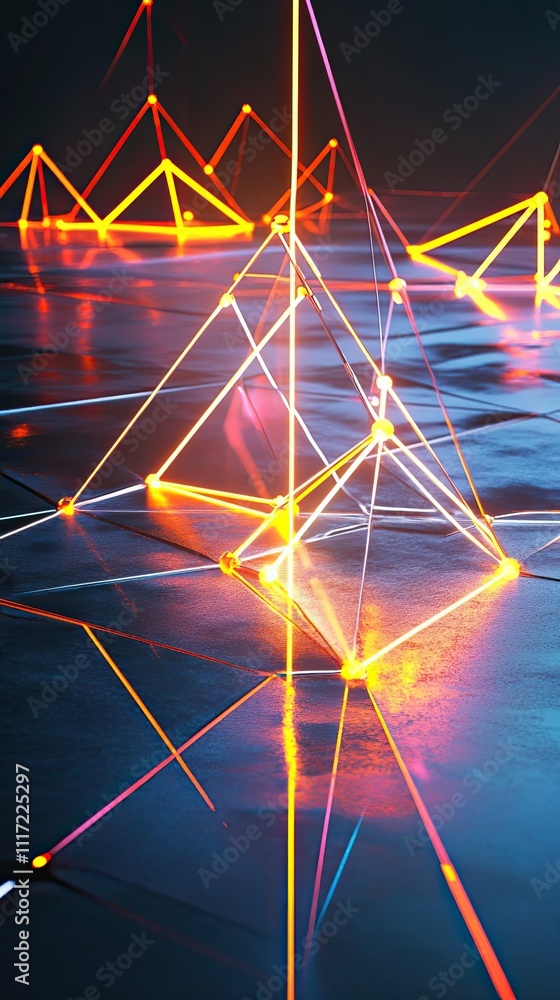 Aufkleber illuminated geometric network abstract art design