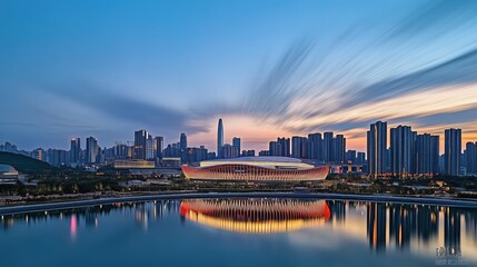 Naklejka premium country skyline at sunset 