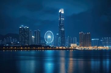 Obraz premium city harbor at night 