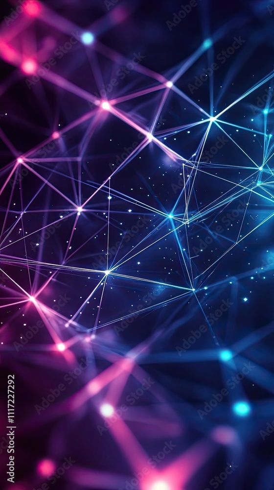 Poster abstract network lines illuminated with vibrant colors