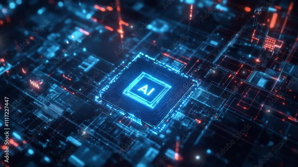 Poster futuristic technology and digital concept. abstract chip with 