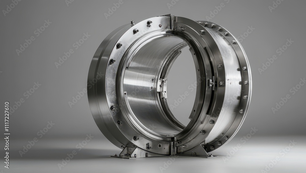 Poster high-precision metallic component for engineering applications showcasing fluid dynamics and aerospa