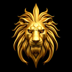 Obraz premium Cool looking 3d gold lion head with long mane