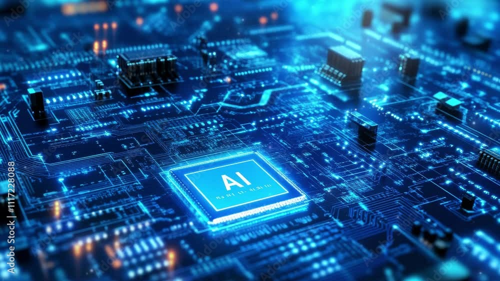 Poster futuristic technology and digital concept. abstract chip with 