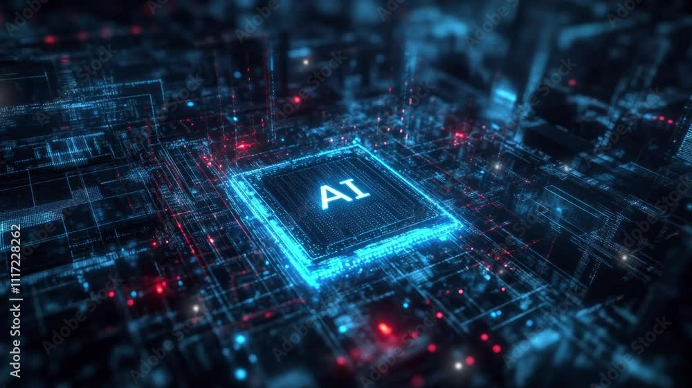 Poster futuristic technology and digital concept. abstract chip with 