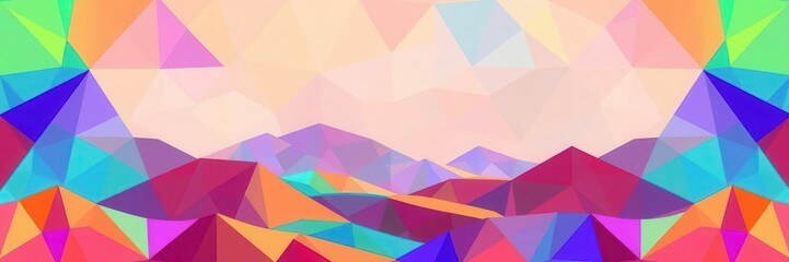 Fototapeta premium Vibrant geometric landscape with colorful background, illustration, design, colorful